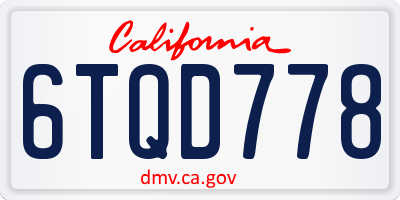 CA license plate 6TQD778