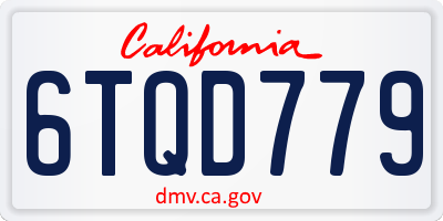 CA license plate 6TQD779