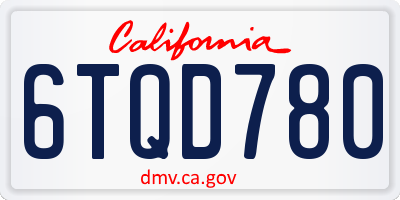 CA license plate 6TQD780