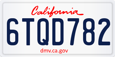 CA license plate 6TQD782