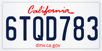 CA license plate 6TQD783