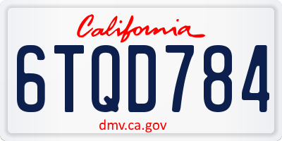 CA license plate 6TQD784
