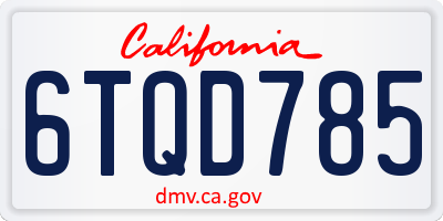 CA license plate 6TQD785