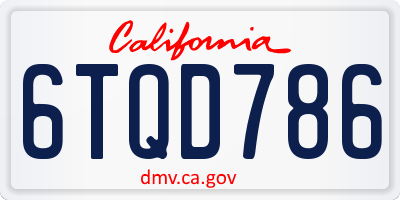 CA license plate 6TQD786