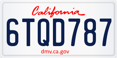 CA license plate 6TQD787