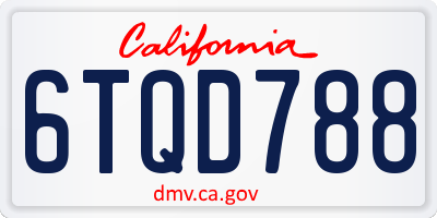 CA license plate 6TQD788