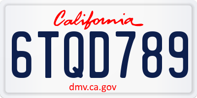 CA license plate 6TQD789