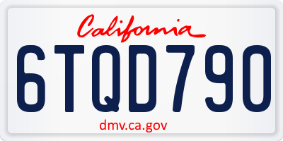 CA license plate 6TQD790