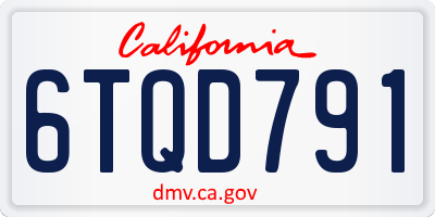 CA license plate 6TQD791