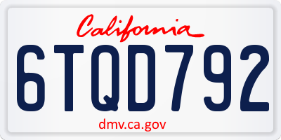 CA license plate 6TQD792