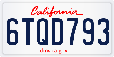 CA license plate 6TQD793