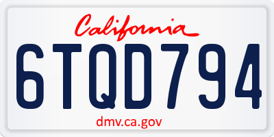 CA license plate 6TQD794