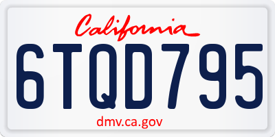 CA license plate 6TQD795