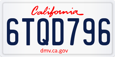 CA license plate 6TQD796