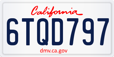 CA license plate 6TQD797