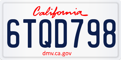 CA license plate 6TQD798