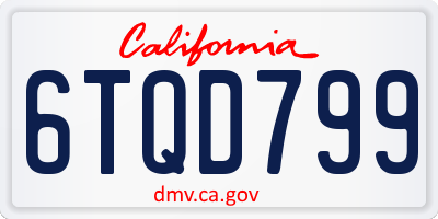 CA license plate 6TQD799