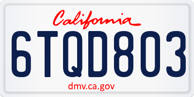 CA license plate 6TQD803