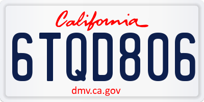 CA license plate 6TQD806