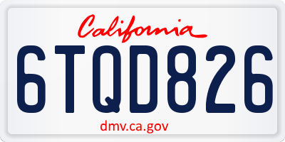 CA license plate 6TQD826