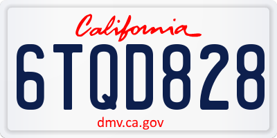 CA license plate 6TQD828