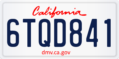 CA license plate 6TQD841