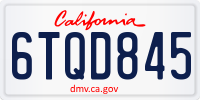 CA license plate 6TQD845