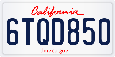 CA license plate 6TQD850