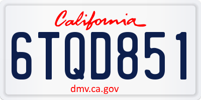 CA license plate 6TQD851