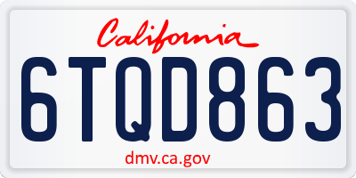 CA license plate 6TQD863