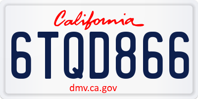 CA license plate 6TQD866