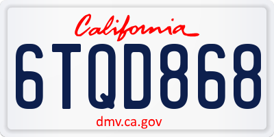 CA license plate 6TQD868