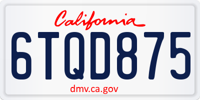 CA license plate 6TQD875