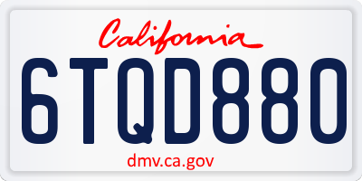 CA license plate 6TQD880