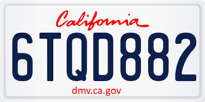 CA license plate 6TQD882