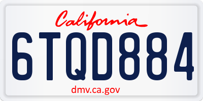 CA license plate 6TQD884