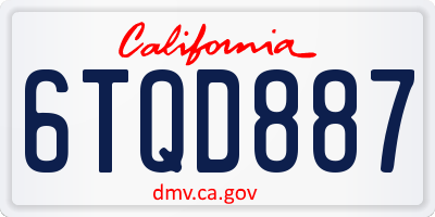 CA license plate 6TQD887