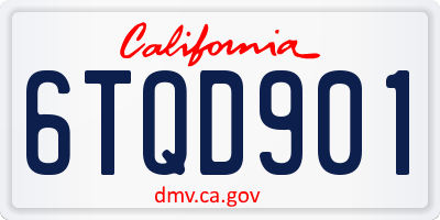CA license plate 6TQD901