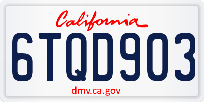 CA license plate 6TQD903