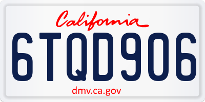 CA license plate 6TQD906