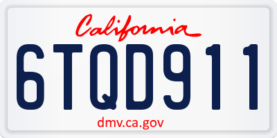 CA license plate 6TQD911