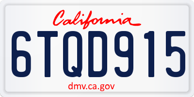 CA license plate 6TQD915