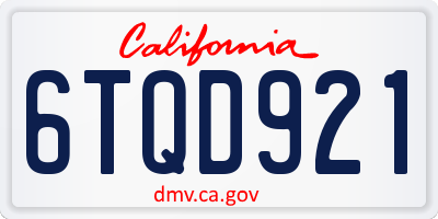 CA license plate 6TQD921