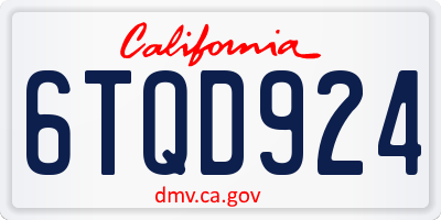 CA license plate 6TQD924