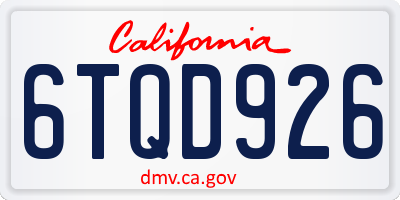 CA license plate 6TQD926
