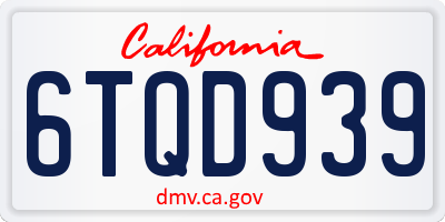CA license plate 6TQD939