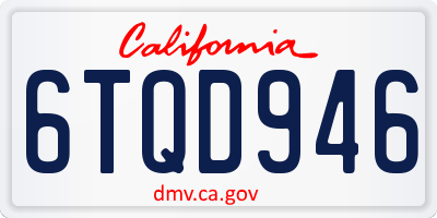 CA license plate 6TQD946