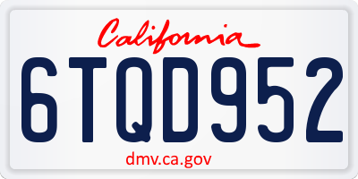 CA license plate 6TQD952