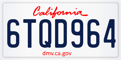 CA license plate 6TQD964