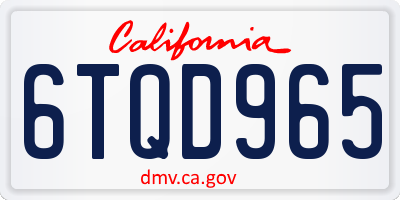 CA license plate 6TQD965